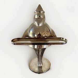 Pottery Barn Silver Santa Votive Candle Holder Large 16.5in HEAVY Metal‎ Holiday